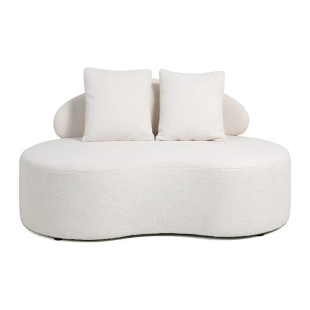 Module central de canapé chenille écru en forme de haricot Ethan Chloé 166 cm