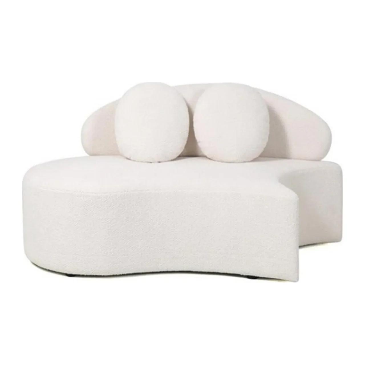 Module gauche de canapé chenille écru modulable en courbe Ethan Chloé 170 cm