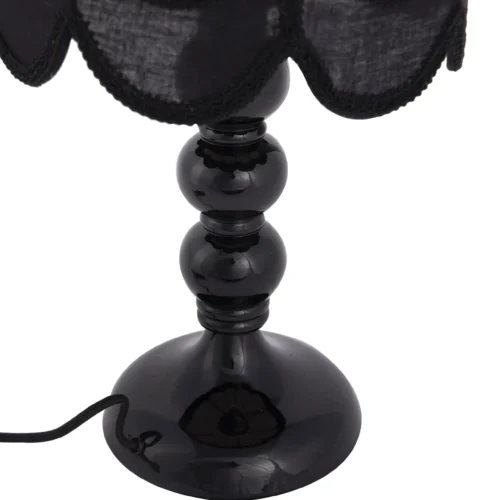 Petite lampe à poser à franges noires abat-jour lin écru Ethan Chloé 46 cm — vue 3