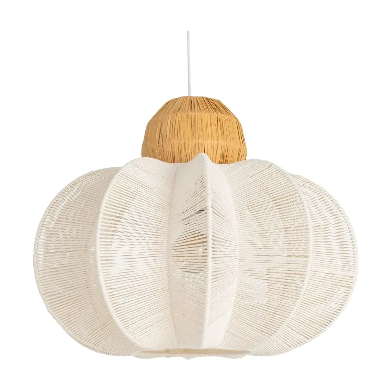 Plafonnier corde de papier blanc et naturel forme galbée Ixia 60 cm