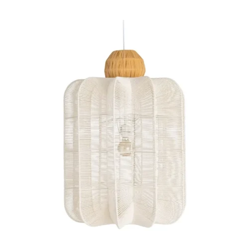 Plafonnier corde de papier blanc et naturel forme lanterne Ixia 60 cm