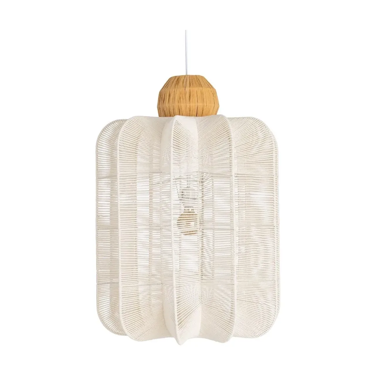 Plafonnier corde de papier blanc et naturel forme lanterne Ixia 60 cm