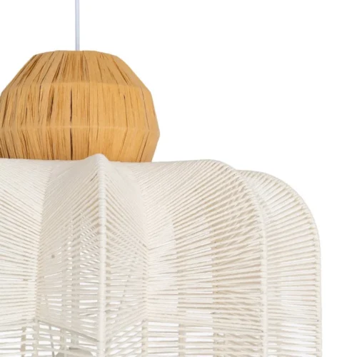 Plafonnier corde de papier blanc et naturel forme lanterne Ixia 60 cm — vue 2