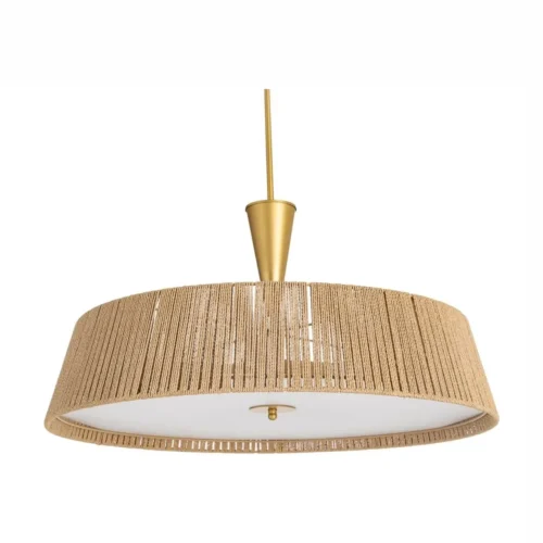 Luminaires Plafonnier rond corde de papier naturelle et métal doré Ixia Ø 76 cm