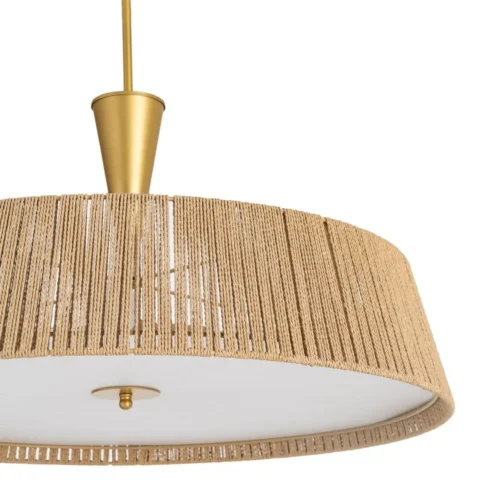 Plafonnier rond corde de papier naturelle et métal doré Ixia Ø 76 cm — vue 2