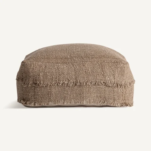 Pouf Liam coton beige et lin marron Vical Home