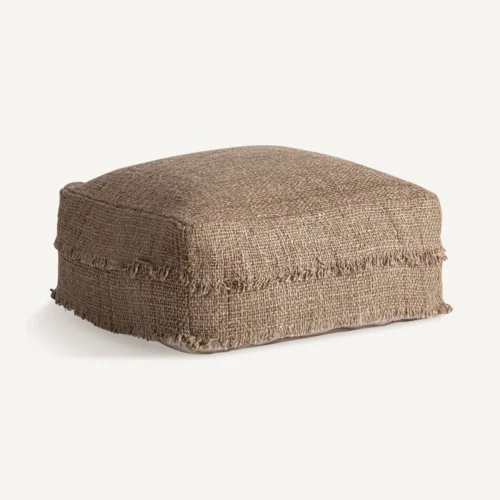 Pouf Liam coton beige et lin marron Vical Home — vue 2