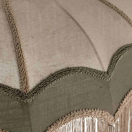 Suspension cloche en lin à franges écrue et bandeau vert Ethan Chloé 61 cm — vue 3