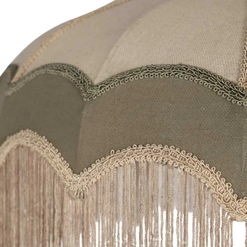 Suspension cloche en lin à franges écrue et bandeau vert Ethan Chloé 61 cm — vue 4