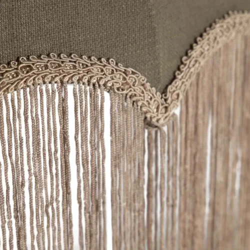 Suspension cloche en lin à franges écrue et bandeau vert Ethan Chloé 61 cm — vue 6