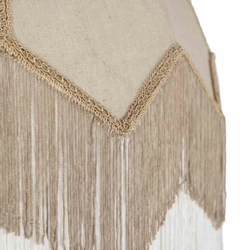 Suspension dôme en lin à franges crème zigzag beige et blanc Ethan Chloé 71 cm — vue 3