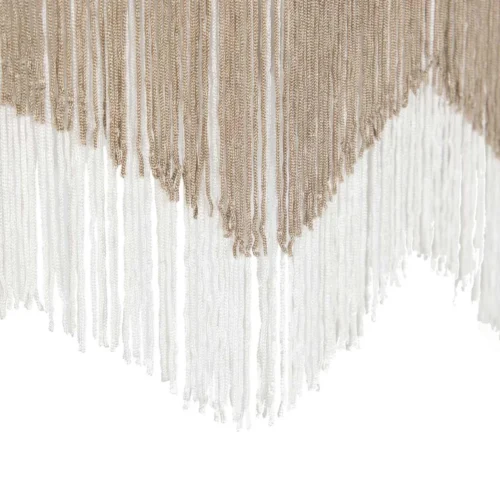 Suspension dôme en lin à franges crème zigzag beige et blanc Ethan Chloé 71 cm — vue 4