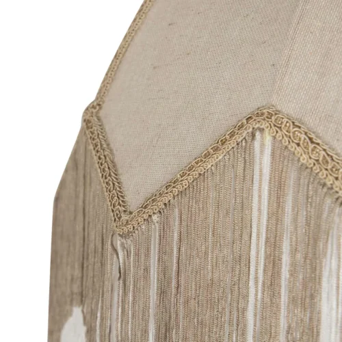 Suspension dôme en lin à franges crème zigzag beige et blanc Ethan Chloé 71 cm — vue 6