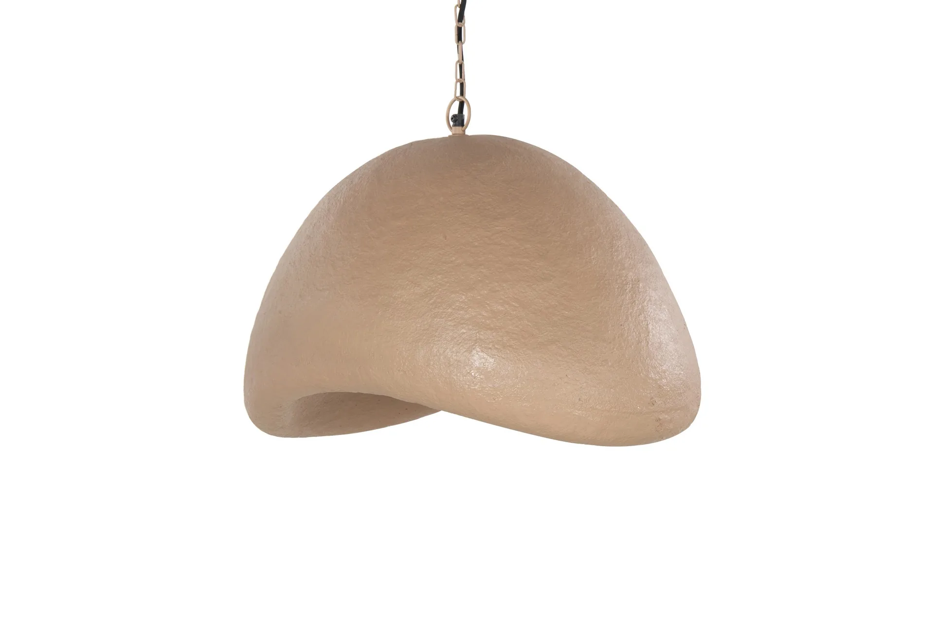 Suspension en papier mâché terre rosée coque ondulée Ethan Chloé 58 cm
