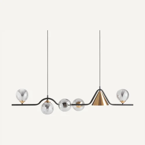 Suspension Fasha verre gris fumé et acier cuivré Vical Home