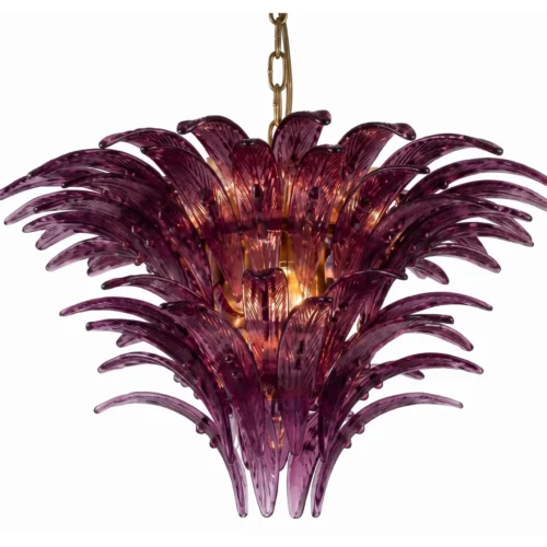 Suspension feuilles de palmier améthyste basse et large Ethan Chloé 63 cm