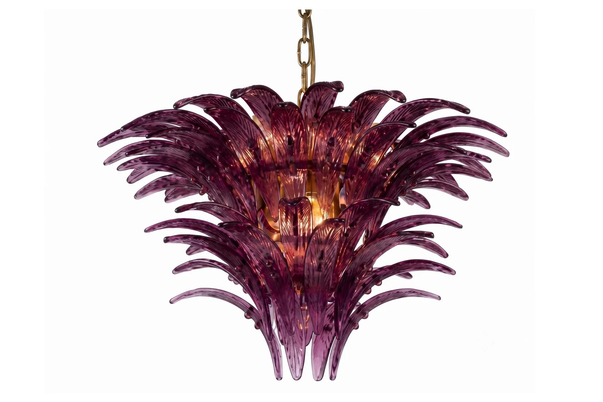 Suspension feuilles de palmier améthyste basse et large Ethan Chloé 63 cm
