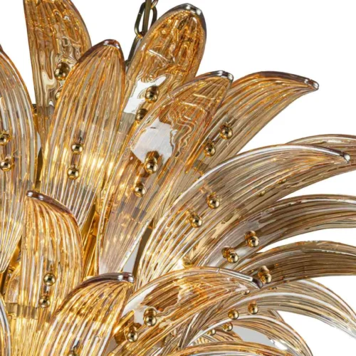 Suspension feuilles de palmier doré fumé en verre ambré Ethan Chloé 63 cm — vue 4