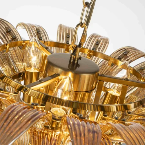 Suspension feuilles de palmier doré fumé en verre ambré Ethan Chloé 63 cm — vue 5