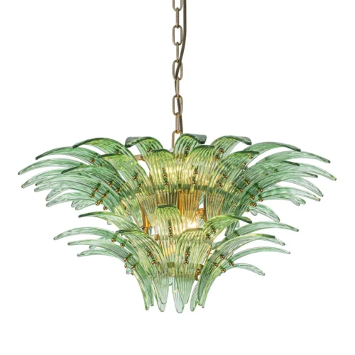 Suspension feuilles de palmier vert tendre en verre basse Ethan Chloé 63 cm — vue 2