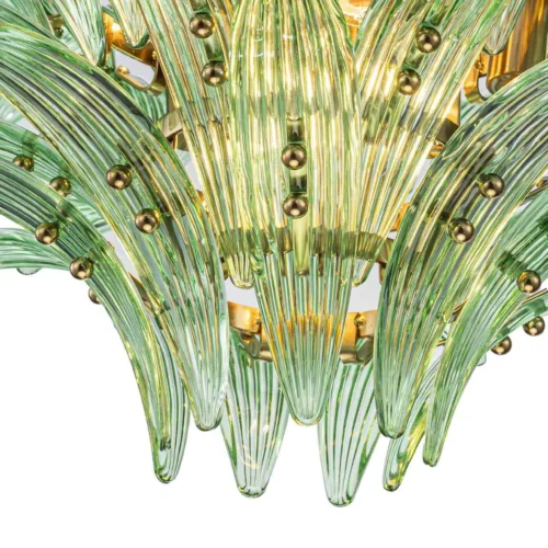 Suspension feuilles de palmier vert tendre en verre basse Ethan Chloé 63 cm — vue 3