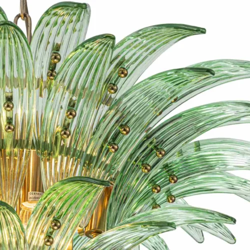 Suspension feuilles de palmier vert tendre en verre basse Ethan Chloé 63 cm — vue 4