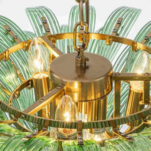 Suspension feuilles de palmier vert tendre en verre basse Ethan Chloé 63 cm — vue 5