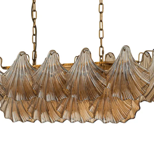 Suspension linéaire coquillages de verre doré pour table Ethan Chloé 88 cm — vue 2