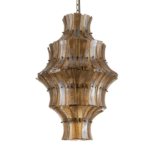 Lustres et suspensions Ethan Chloé Suspension pagode en verre doré fumé onze lumières Ethan Chloé 76 cm de haut