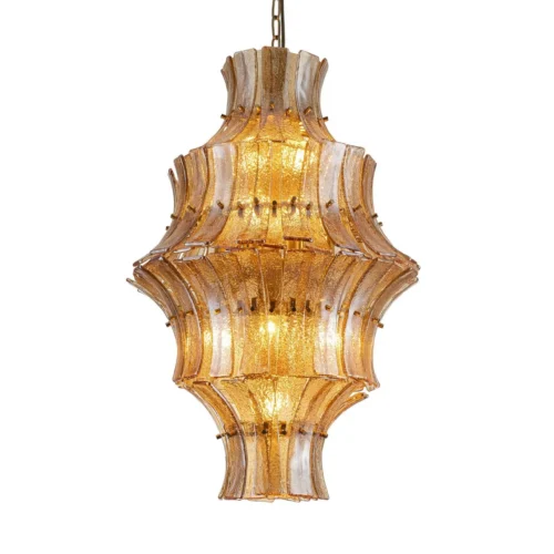Suspension pagode en verre doré fumé onze lumières Ethan Chloé 76 cm de haut — vue 2