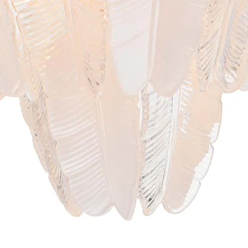 Suspension plumes de verre blanc dépoli nervures dorées Ethan Chloé 46 cm — vue 4