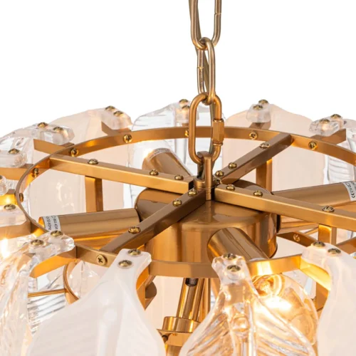 Suspension plumes de verre blanc dépoli nervures dorées Ethan Chloé 46 cm — vue 5