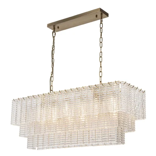 Suspension rectangulaire baguettes de verre deux étages pour table Ethan Chloé 103 cm — vue 2