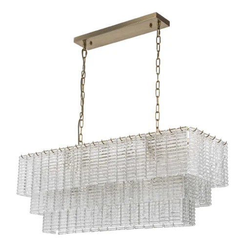 Suspension rectangulaire baguettes de verre deux étages pour table Ethan Chloé 103 cm — vue 3