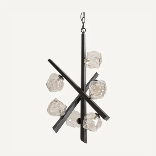 Luminaires Suspension Selter verre et acier noir Vical Home