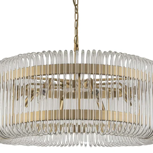 Suspension tambour baguettes de verre clair bandeau doré Ethan Chloé 80 cm — vue 2
