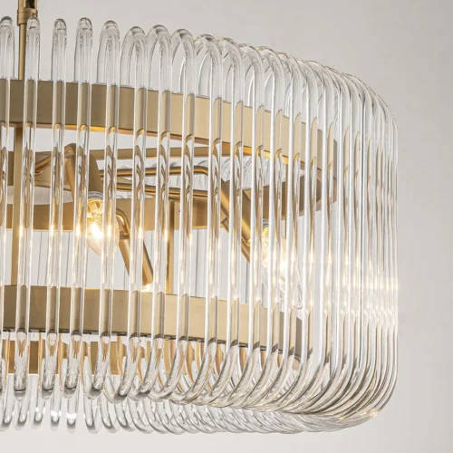 Suspension tambour baguettes de verre clair bandeau doré Ethan Chloé 80 cm — vue 3