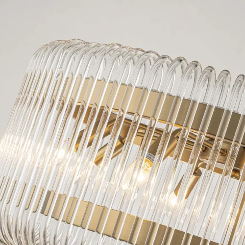 Suspension tambour baguettes de verre clair bandeau doré Ethan Chloé 80 cm — vue 4