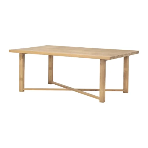 Ethan Chloé Table à manger bois clair 200 cm plateau épais piétement croisé Ethan Chloé