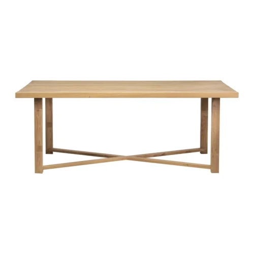 Table à manger bois clair 200 cm plateau épais piétement croisé Ethan Chloé — vue 8