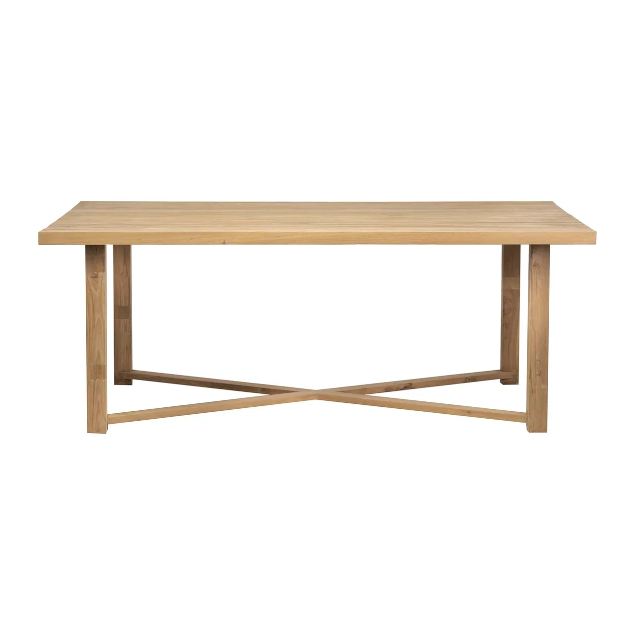 Table à manger bois clair 200 cm plateau épais piétement croisé Ethan Chloé — vue 8