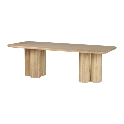 Tables à manger Ethan Chloé Table à manger bois de manguier 240 cm Felo colonnes cannelées Ethan Chloé