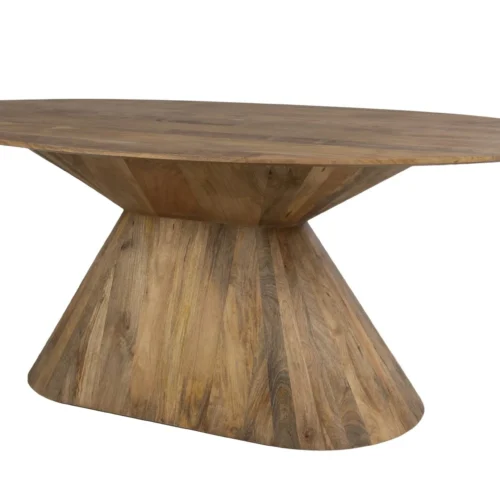 Tables à manger Ethan Chloé Table à manger bois de mindi clair ovale pied central Ethan Chloé 200 cm