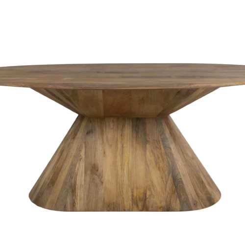 Table à manger bois de mindi clair ovale pied central Ethan Chloé 200 cm — vue 2
