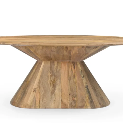 Table à manger bois de mindi clair ovale pied central Ethan Chloé 200 cm — vue 4