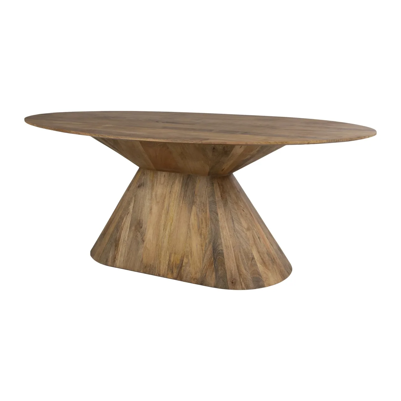 Table à manger bois de mindi clair ovale pied central Ethan Chloé 200 cm