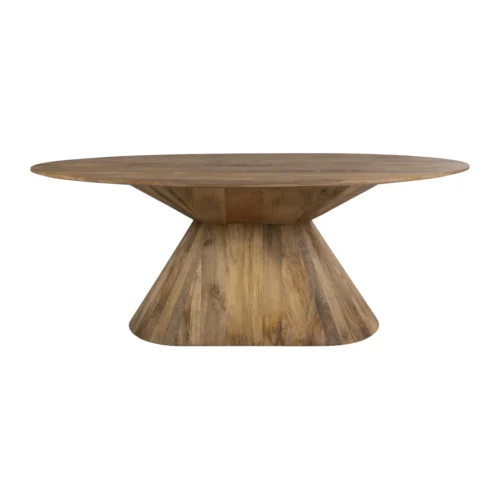 Table à manger bois de mindi clair ovale pied central Ethan Chloé 200 cm — vue 2