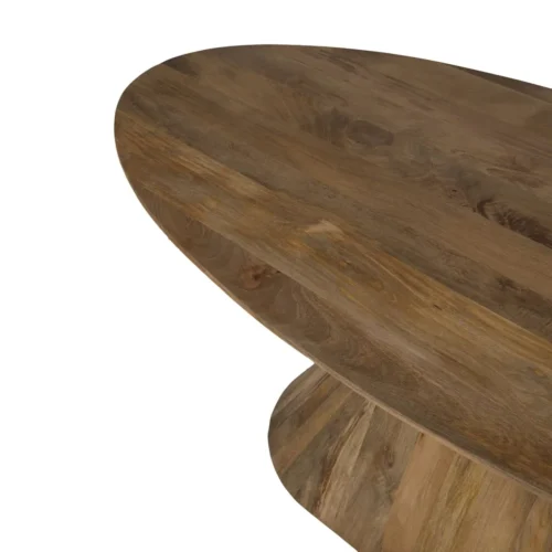 Table à manger bois de mindi clair ovale pied central Ethan Chloé 200 cm — vue 3