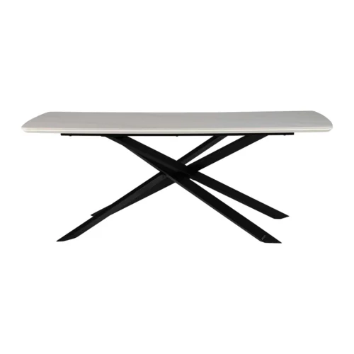 Chaises et tables à manger Ethan Chloé Table à manger céramique blanche Moncton piétement étoile noir Ethan Chloé 200 cm — vue 2