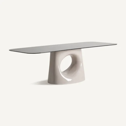 Table à manger Kamez verre noir et ivoire Vical Home — vue 2